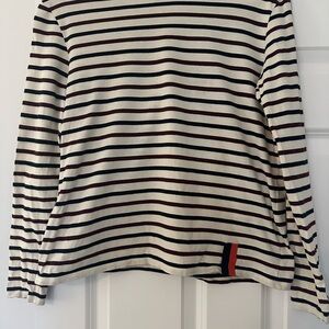 Kule Striped Long Sleeve Maroon Navy Striped Top